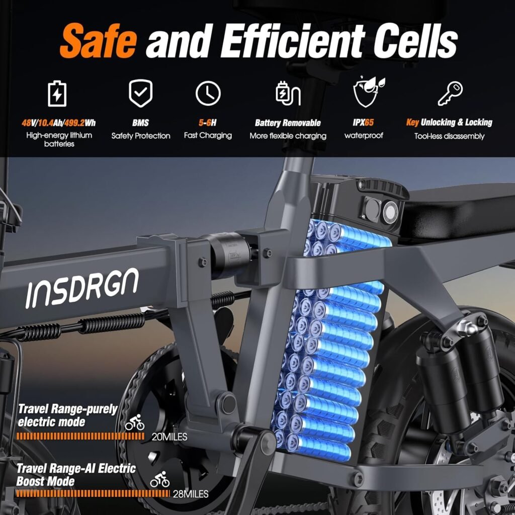 INSDRGN electric bike with removable battery charging indoors